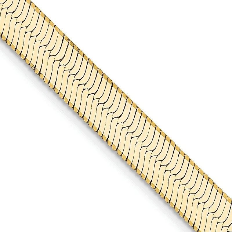 Spirit eye bangles-Curata 14k Yellow Gold Solid Polished 5.5mm Silky Herringbone Chain Bracelet