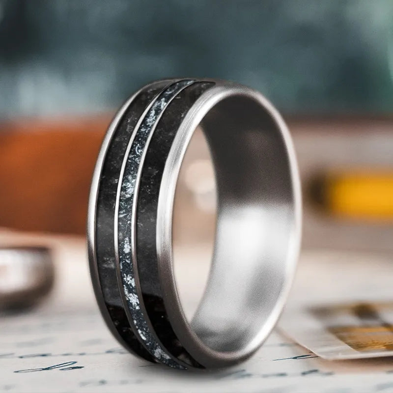 Thick band rings-Custom Design - 3-Inlay Narrow Center Ring rj3uFK7NFowH9wgdoPDQIkj6