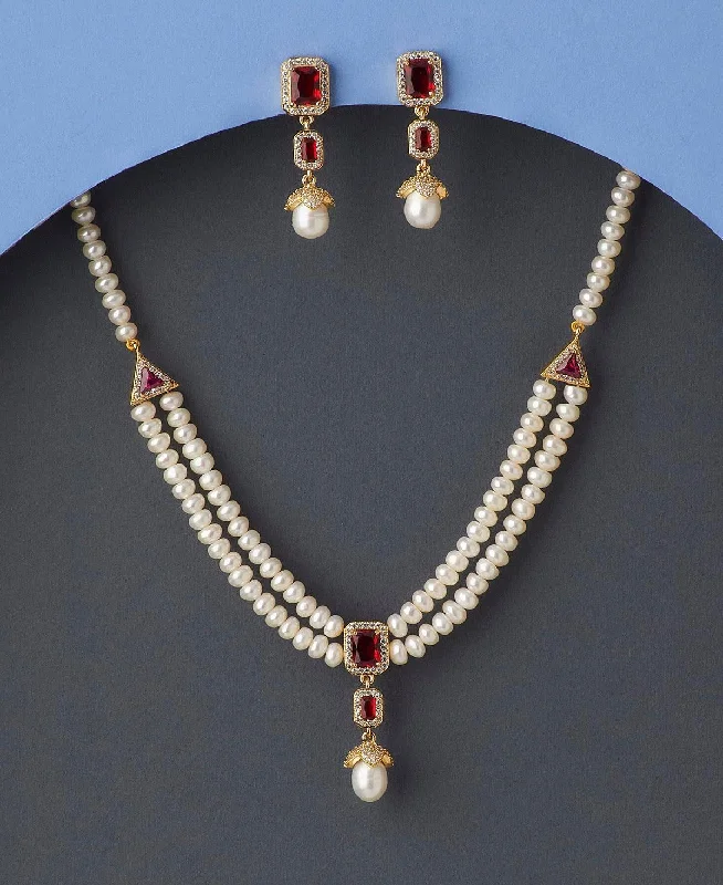 Oval gem necklaces-Gorgeous Real Pearl Necklace Set