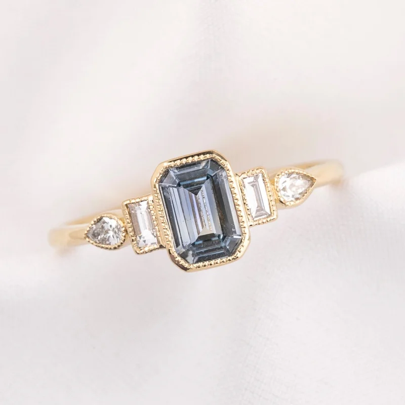 Minimalist band engagement rings-Edith Ring 0.71ct Light Blue Montana Sapphire, 14k Yellow Gold (One of a kind)