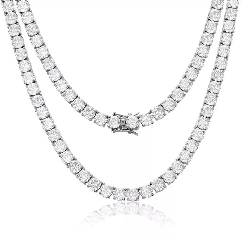 Bead weave necklaces-Priscilla 18k White Gold Plated Silver Necklace with Simulated Diamond Crystals