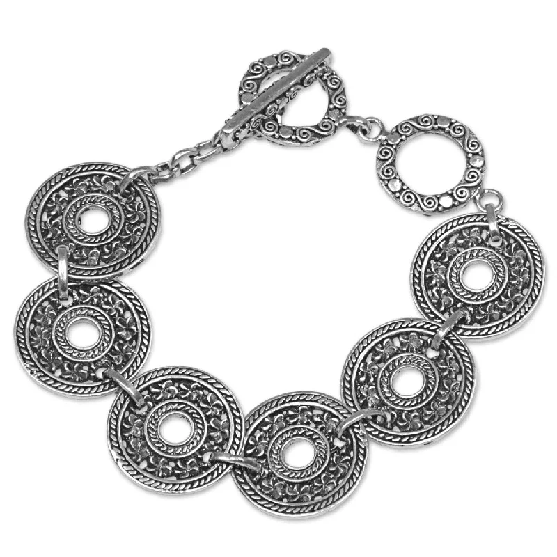 Flex thread bangles-NOVICA Jepun Coin, Sterling silver link bracelet