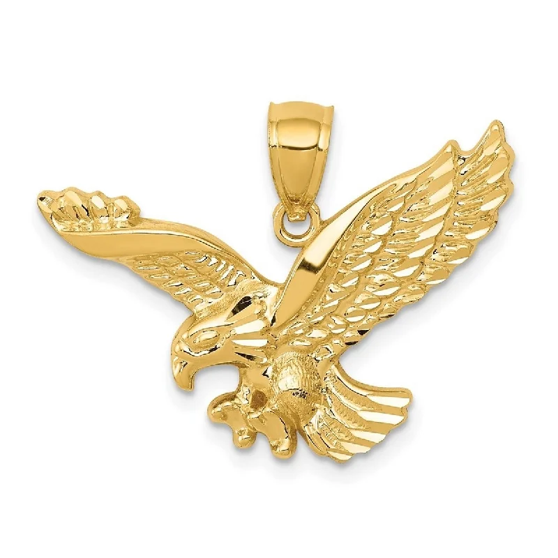 Rose flower necklaces-Curata 14k Yellow Gold 18" 26" Textured Flying Eagle Necklace