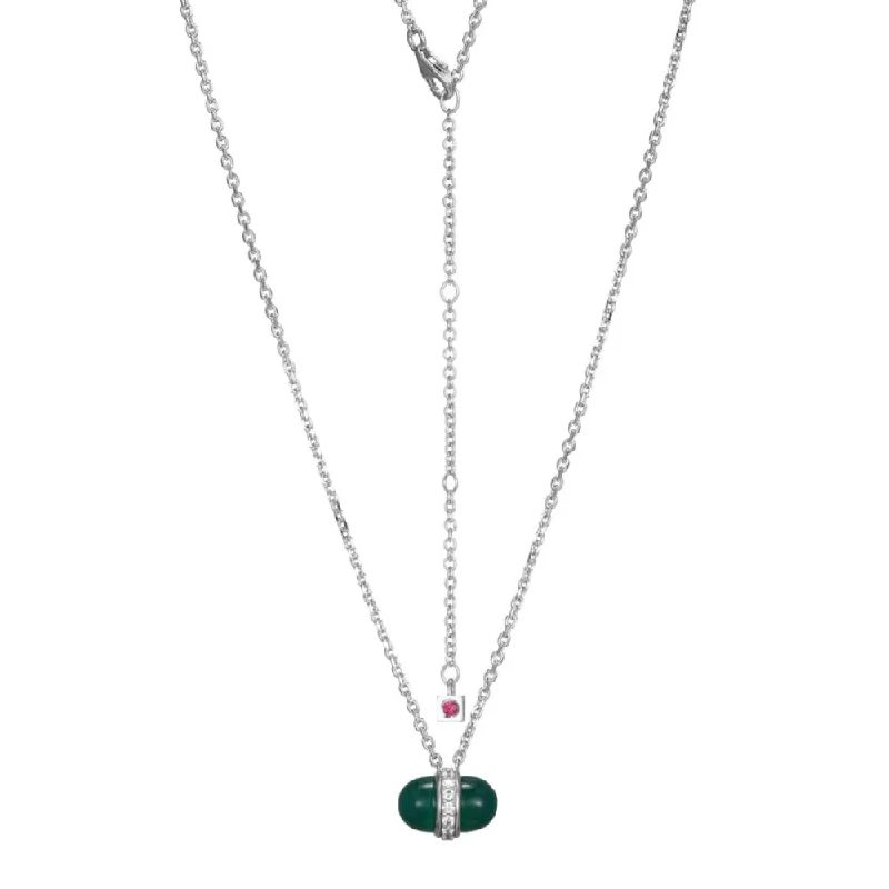 Bead weave necklaces-Elle Sterling Silver "Pivot" Green Agate Cabochon Necklace