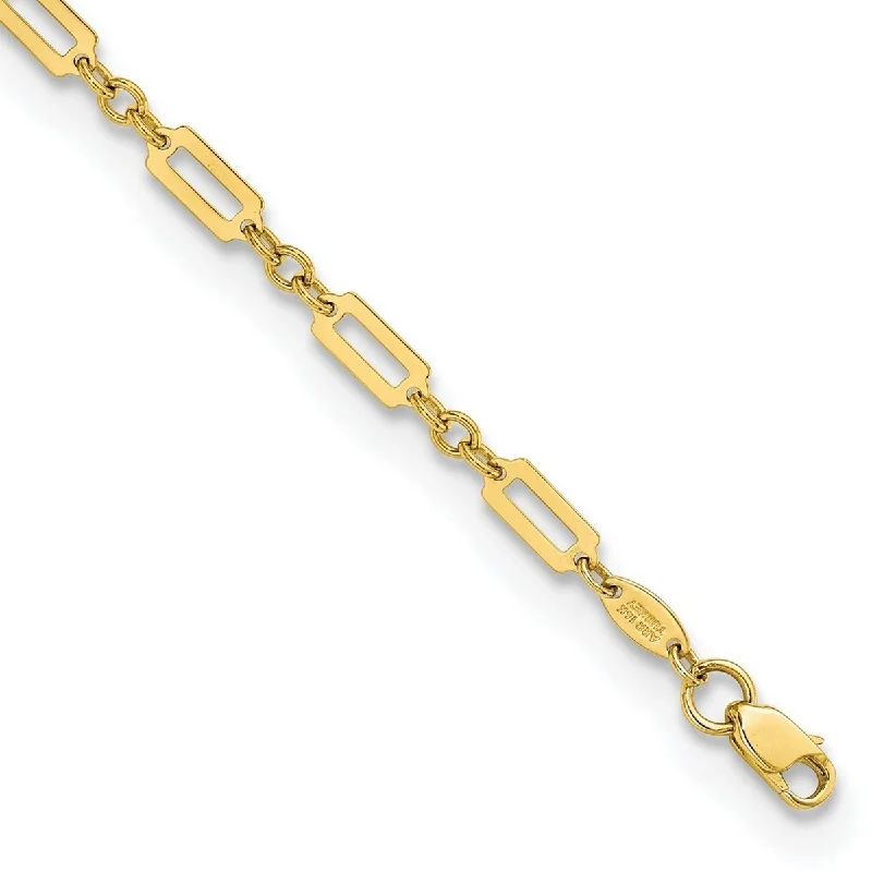 Heavy stone bangles-Curata 14k Gold Polished Fancy Rectangle Link Bracelet 7.5 Inch