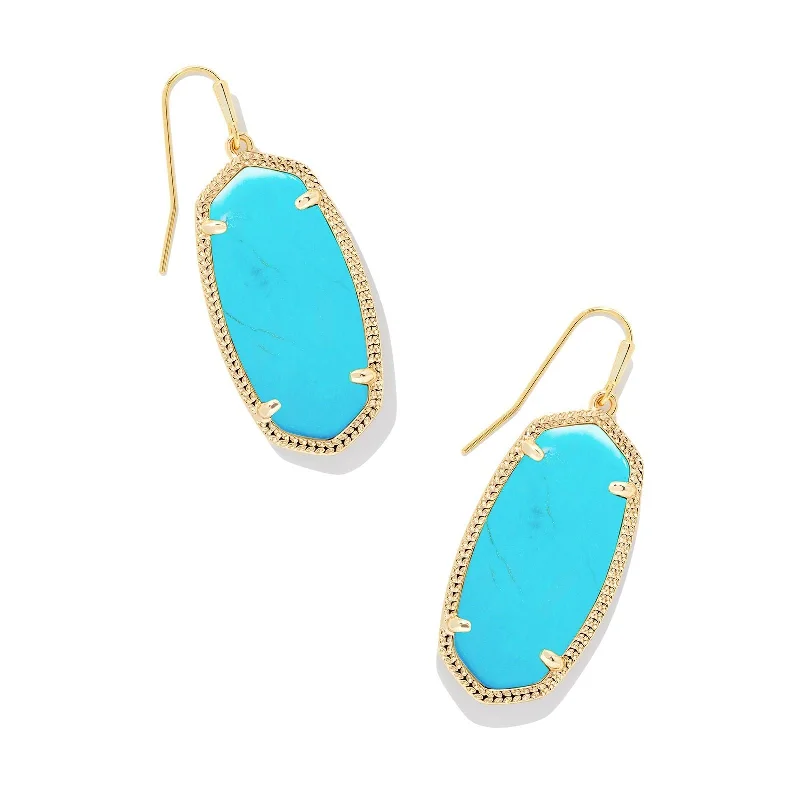 Fine wing earrings-Kendra Scott | Elle Gold Drop Earrings in Variegated Turquoise Magnesite