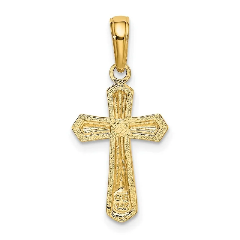 Tiered link necklaces-Curata 10k Yellow Gold 18" Beaded Trim Religious Flared Cross Necklace - 12mm x 26mm