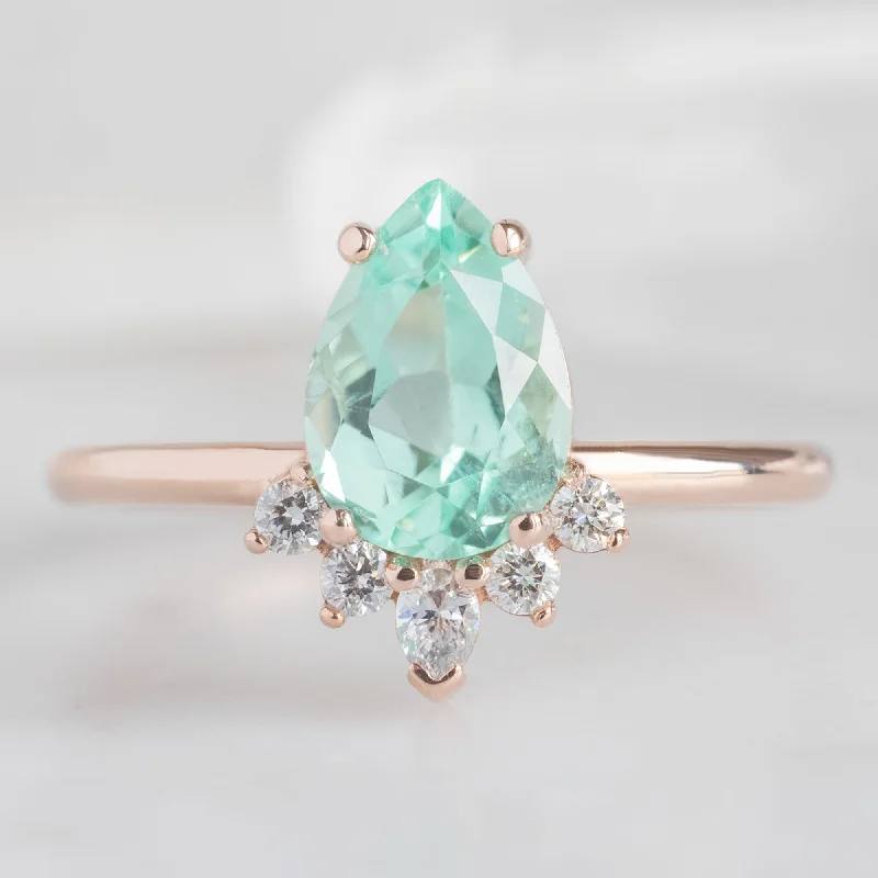 Light clay engagement rings-The Aster Ring | 1.15ct Pear Cut Emerald in 14K Rose Gold