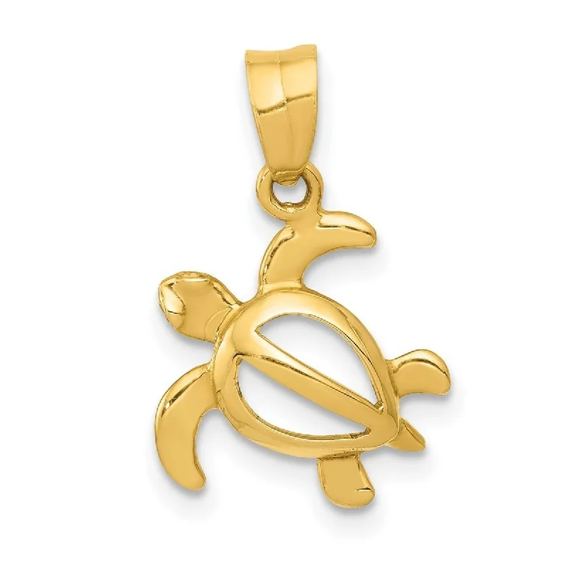 Quirky bead necklaces-Curata 14k Yellow Gold 18" 19.5x13mm Polished Open Turtle Pendant Necklace