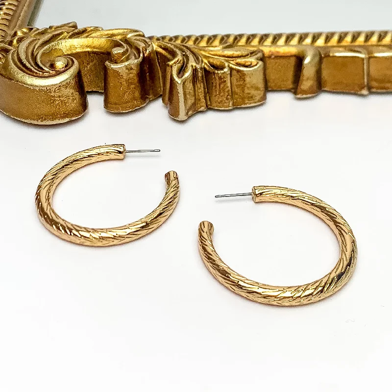 Thick tier earrings-Gold Tone Large Twisted Hoop Earrings