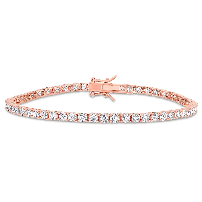 Spirit eye bangles-Miadora 5 5/8ct TGW Created Moissanite Tennis Bracelet in Rose Plated Sterling Silver