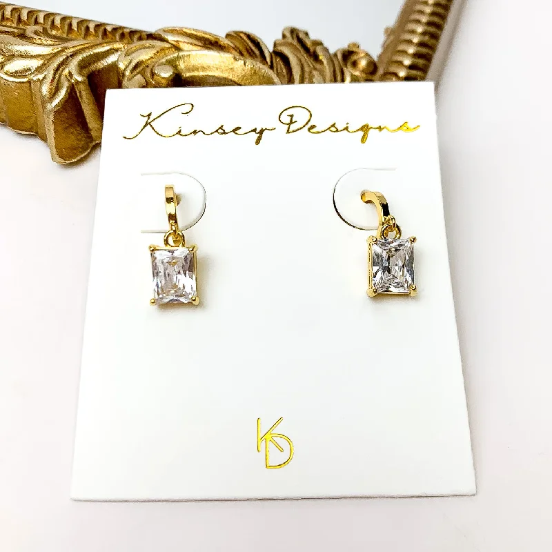 Cosmic glow earrings-Kinsey Designs | Prism Huggie Gold Earrings with CZ Crystals