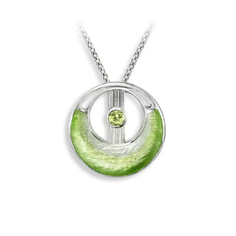 Fox charm necklaces-Nicole Barr Green Peridot Cut-Out Circle Necklace