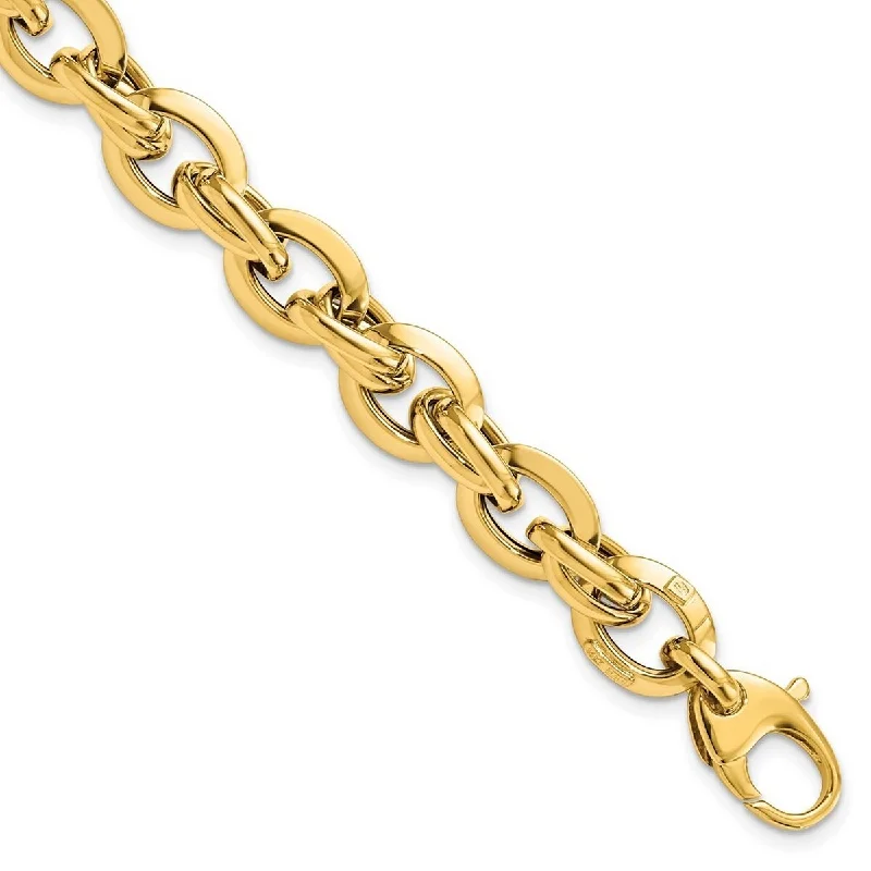 Woven cord bangles-Curata 14k Yellow Gold Polished Fancy Link Bracelet 7.5 Inch