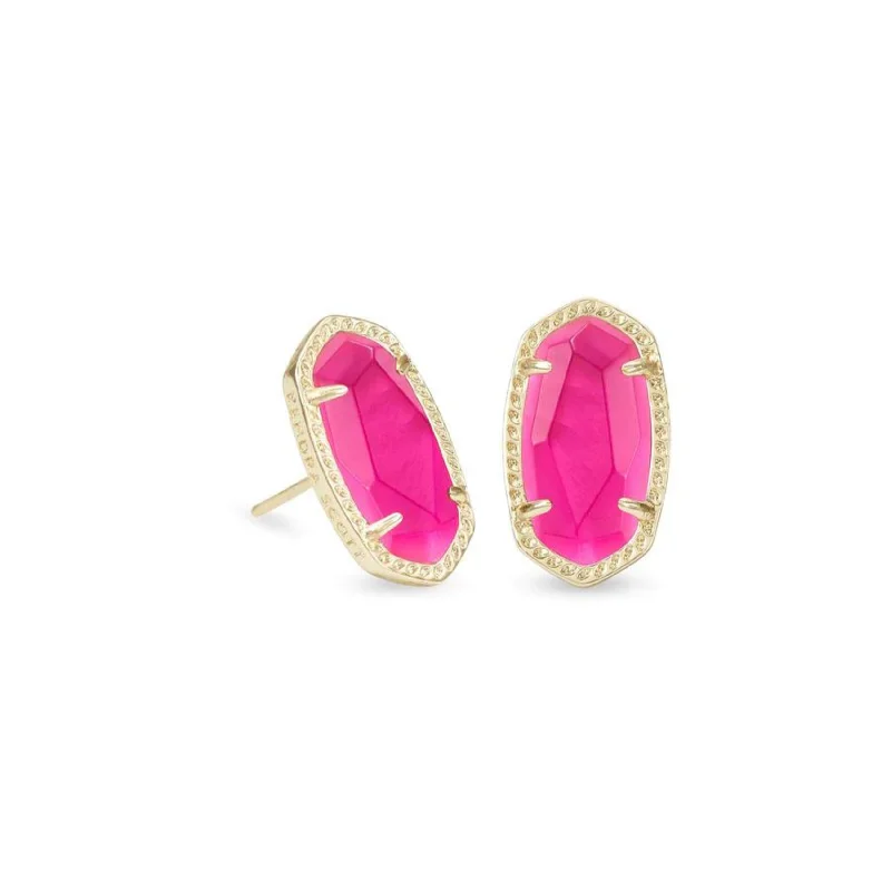 Aged brass earrings-Kendra Scott | Ellie Gold Stud Earrings in Azalea Illusion