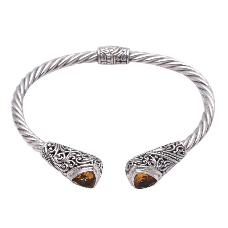 Bead charm bangles-NOVICA Triangular Glitter, Citrine cuff bracelet