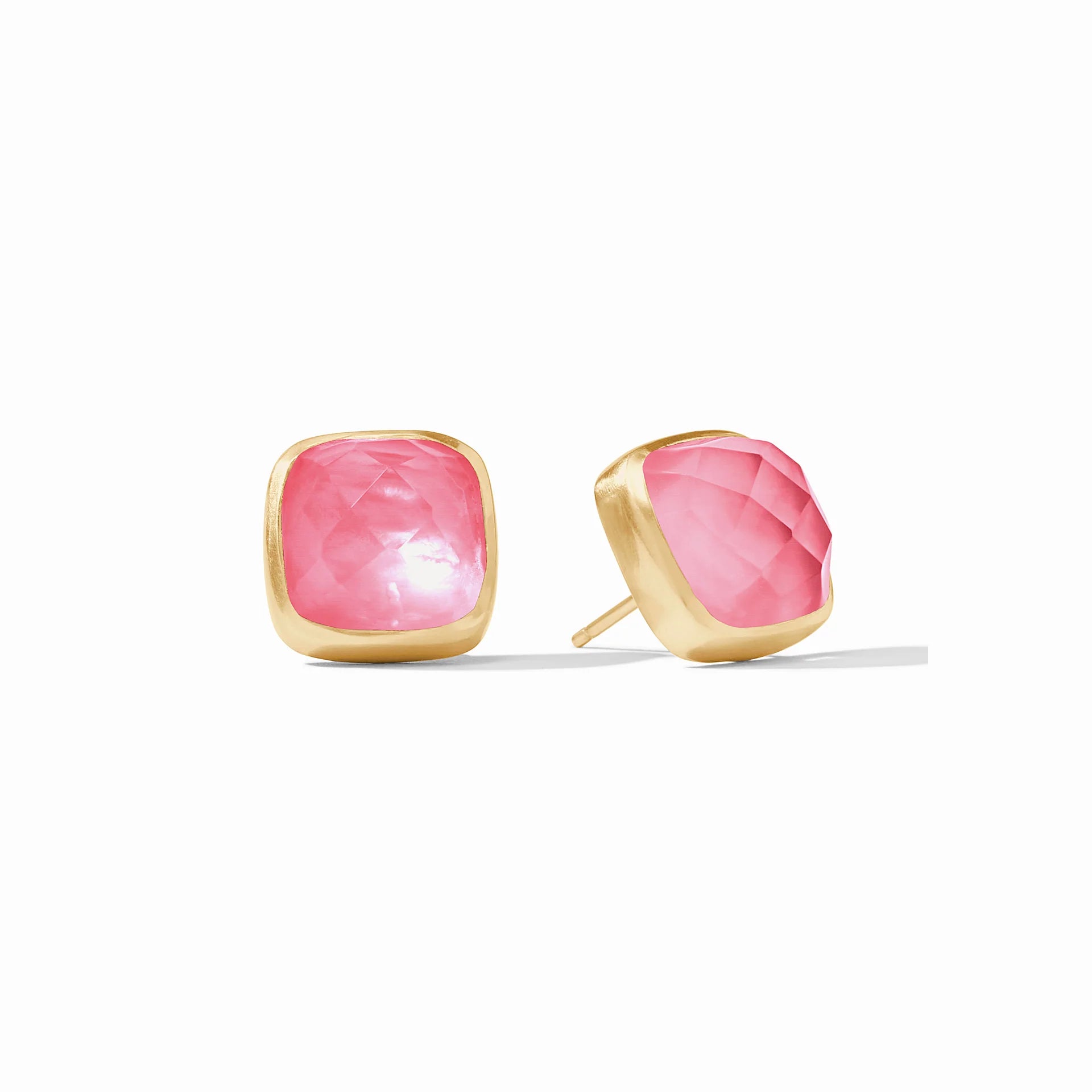 Pure pearl earrings-Julie Vos | Catalina Stud Earrings with Peony Pink Crystals in Gold