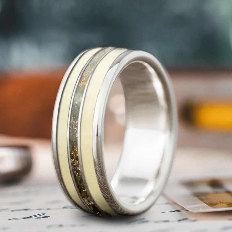 Loop band rings-Custom Design - 3-Inlay Narrow Center Ring MEdBQd-5TimqtisRarT0Wb0X