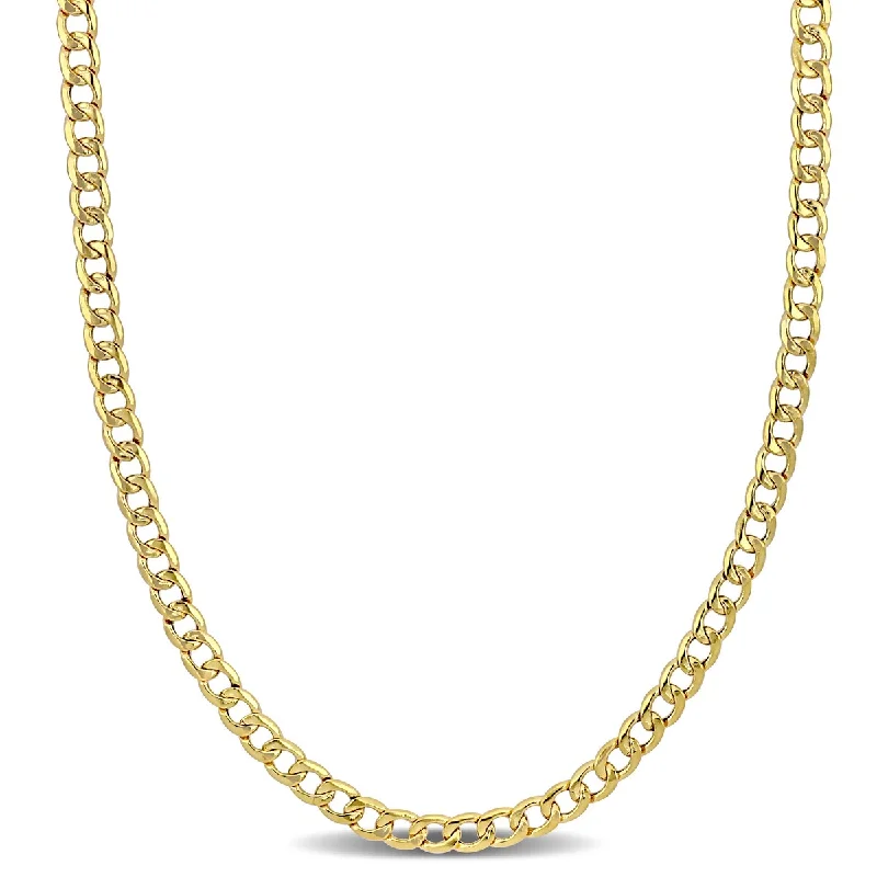 Vivid stone necklaces-Miadora 4mm Curb Link Chain Necklace in 14k Yellow Gold- 22 in