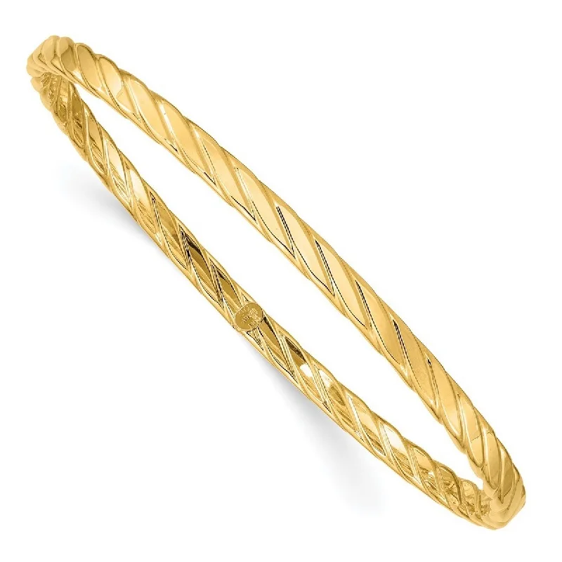 Fine bead bangles-Curata 14k 4mm Cuff Stackable Bangle Bracelet