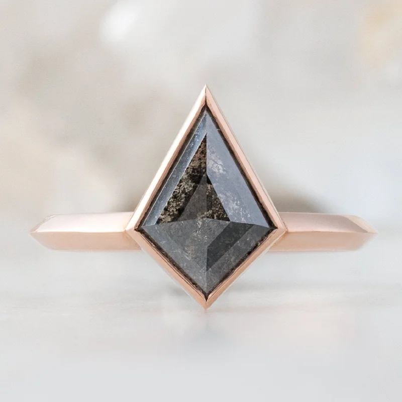 Art deco engagement rings-The Hazel Ring | 1.52ct Kite Black Diamond in 14K Rose Gold