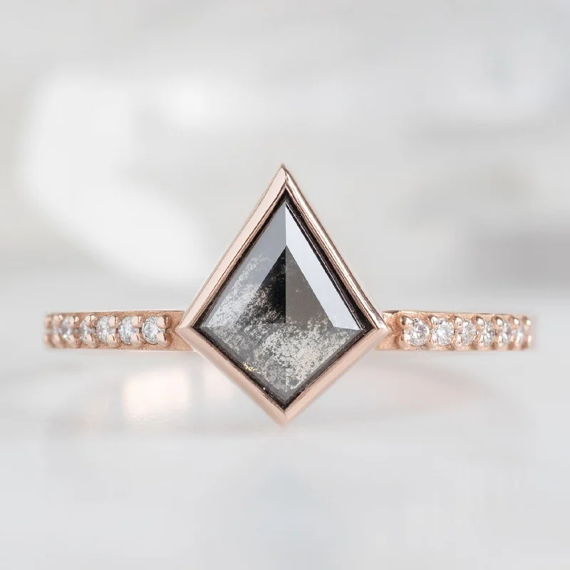 Open band engagement rings-The Willow Ring | 0.92ct Kite Black Diamond in 14K Rose Gold