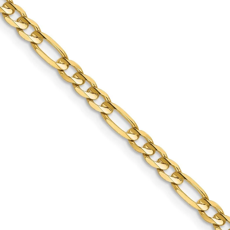 Spinel bangles-Curata 14k Yellow Gold Solid Polished 4mm Concave Open Figaro Chain Bracelet Lobster Claw