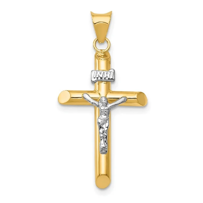 Multi-birthstone necklaces-Curata 14k Two-tone Gold 18" 31x16mm Polished INRI Jesus Crucifix Necklace