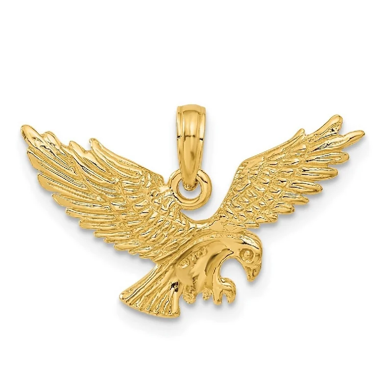 Fine pendant necklaces-Curata 14k Yellow Gold 18" 17x27mm Solid Polished Eagle Necklace