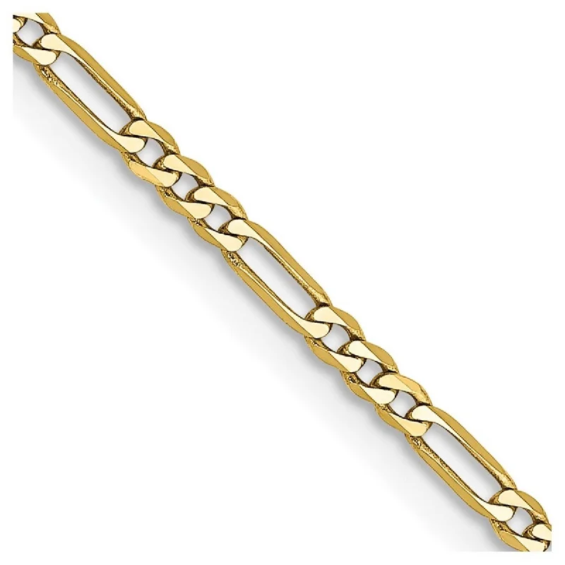 Solid chain bangles-Curata 10k Yellow Gold Solid Lobster Claw Closure 1.75mm Polished Figaro Chain Bracelet - 8 Inch - Lobster Claw