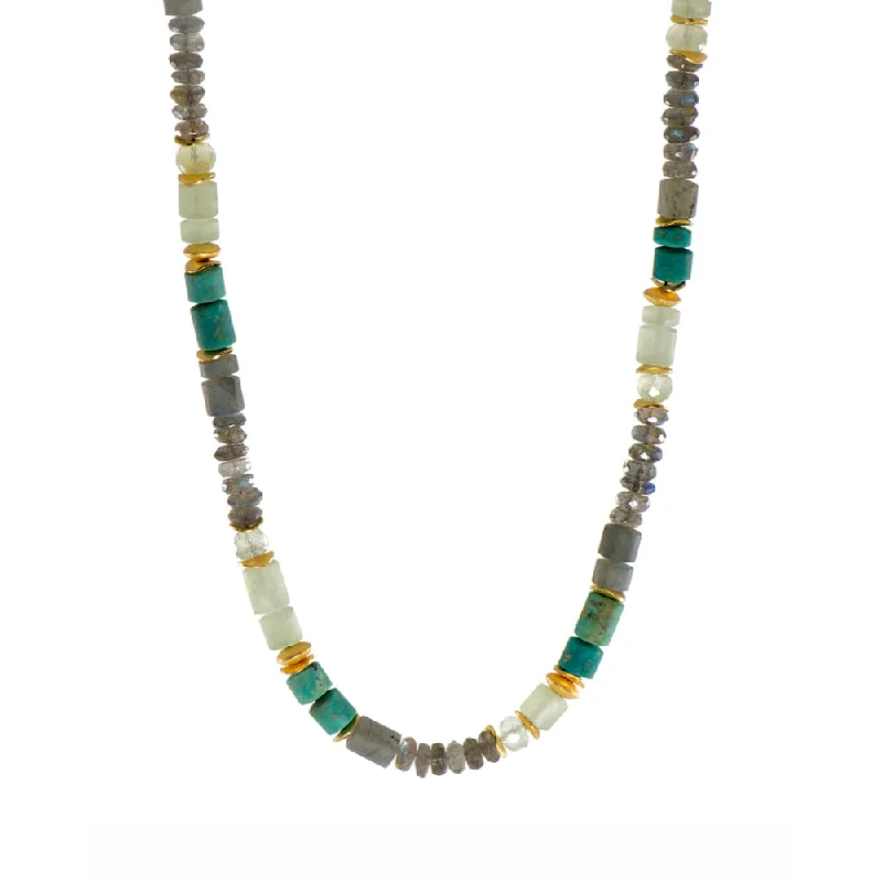 Sleek bar necklaces-Joyla Labradorite, Chrysocolla & Prehnite Necklace