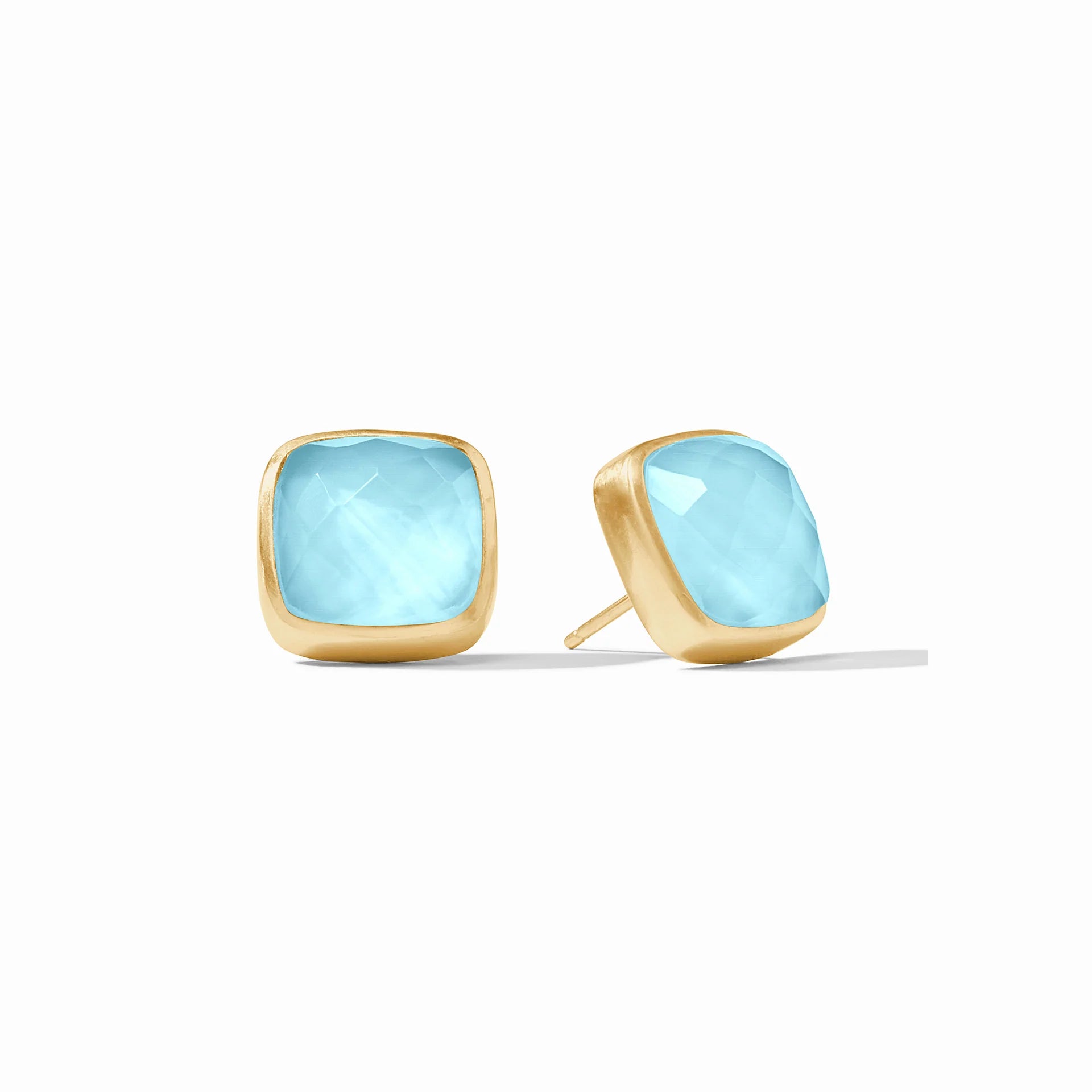 Light drop earrings-Julie Vos | Catalina Stud Earrings with Capri Blue Crystals in Gold