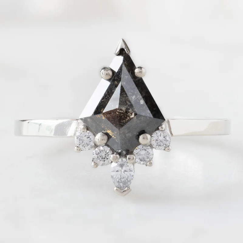 Organic shape engagement rings-The Aster Ring | 0.94ct Kite Black Diamond in 14K White Gold