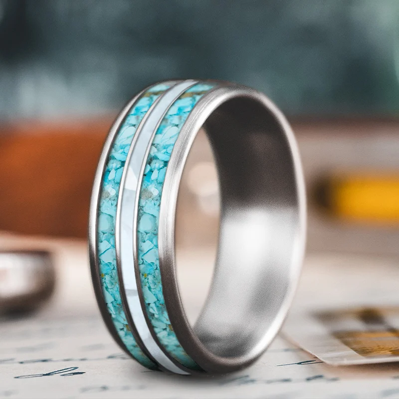 Loop band rings-Custom Design - 3-Inlay Narrow Center Ring efwnC5ub7MVYUVieucoxMUsa