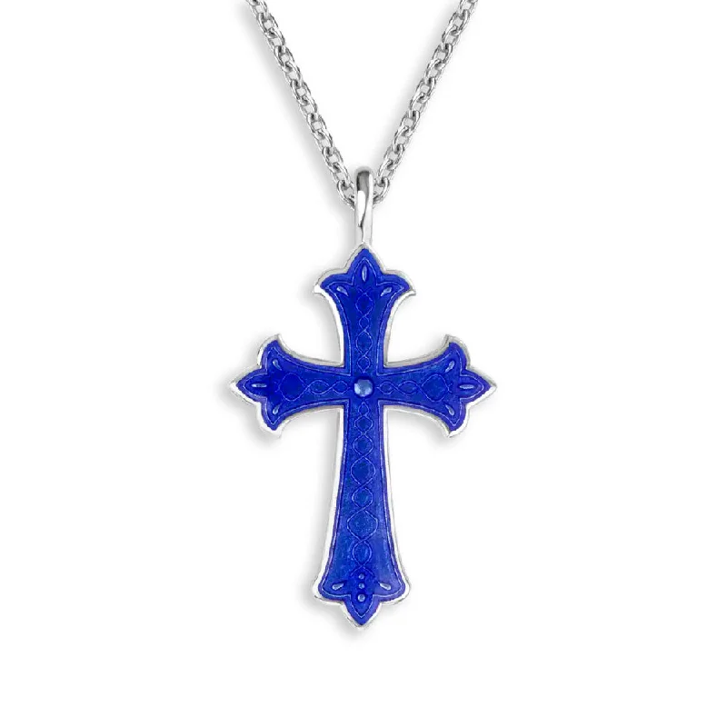 Lace choker necklaces-Nicole Barr Blue Enamel Cross Pendant Necklace