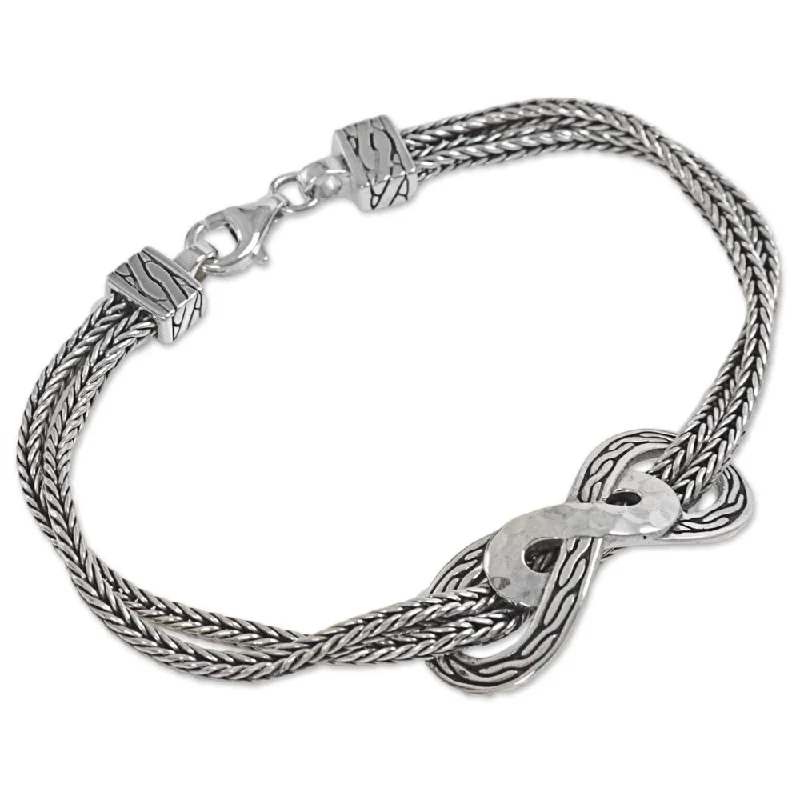 Tide shape bangles-NOVICA Handmade Sterling Silver 'Infinity Mosaic' Bracelet (Indonesia)