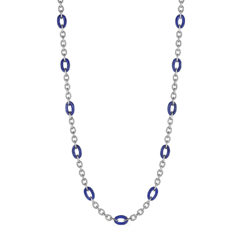 Retro deco necklaces-Judith Ripka Eternity Long Signature Link Necklace with Lapis