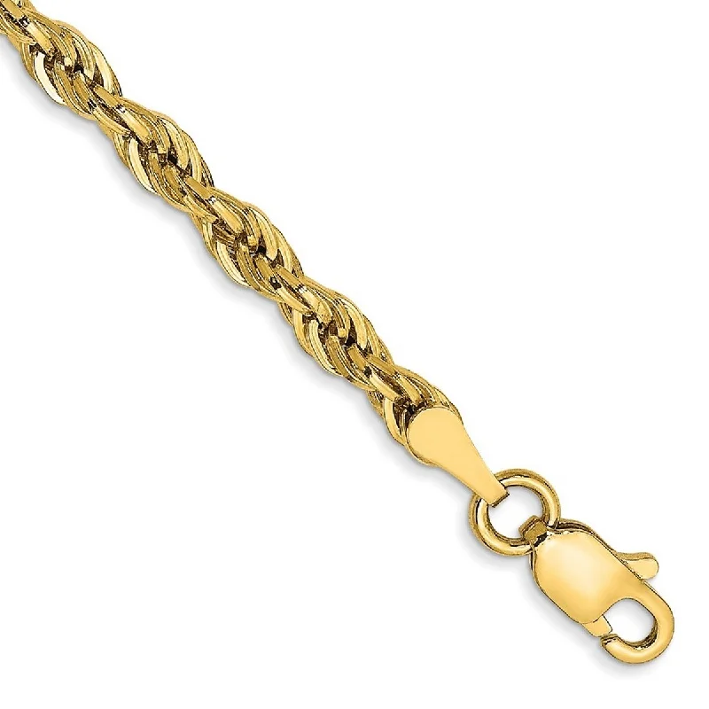 Smooth form bangles-Curata 14k Yellow Gold Lobster Claw Closure 3.8mm Hollow Rope Chain Bracelet