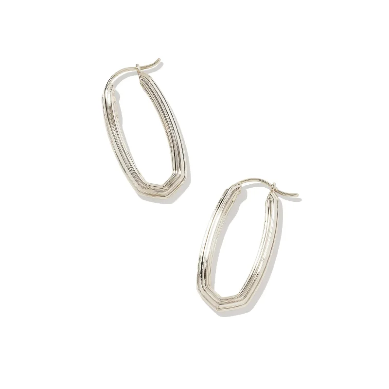 Shiny stud earrings-Kendra Scott | Heather Hoop Earrings in Silver