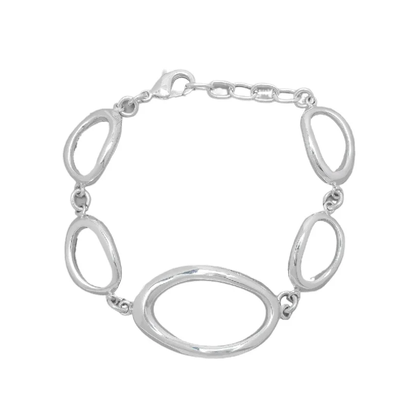 Linen cord bangles-Victoria Townsend Silver Plated Wide Oval Link Chain Bracelet