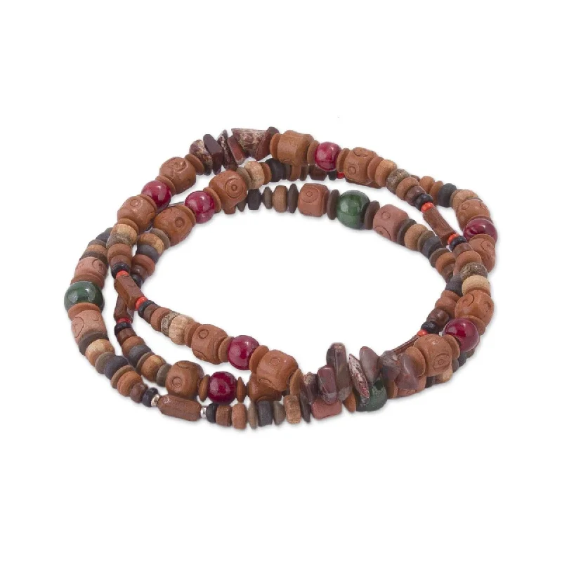 Whimsical bangles-NOVICA Stalwart, Jasper and ceramic beaded stretch bracelets (set of 3)