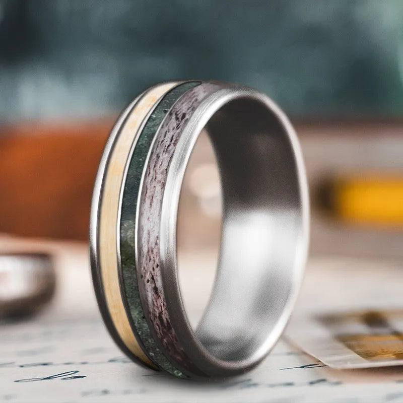 Rustic lock rings-Custom Design - 3-Inlay Narrow Center Ring LSmMNuJTCjNXLOABMK04Zodr