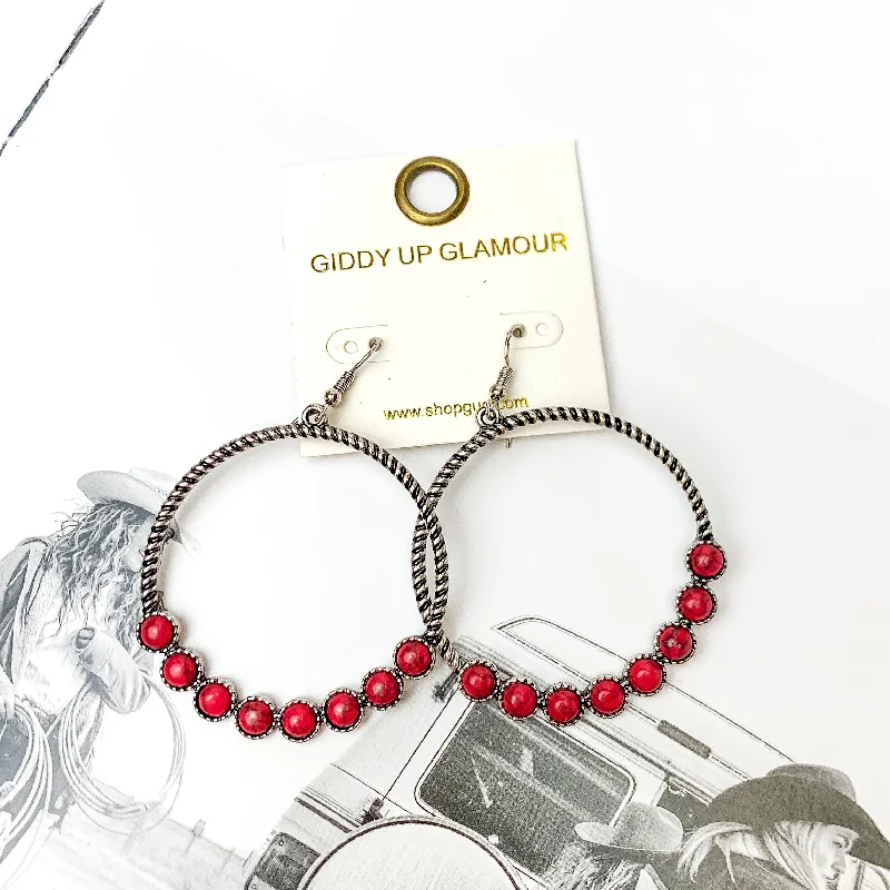 Soft drop earrings-Forever Twisted Hoop Earrings with Stones in Red