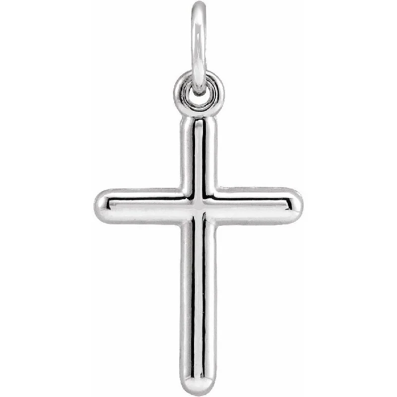 Stretch cord necklaces-Curata 14k White Gold Small Religious Cross Necklace, 16" 13x9mm