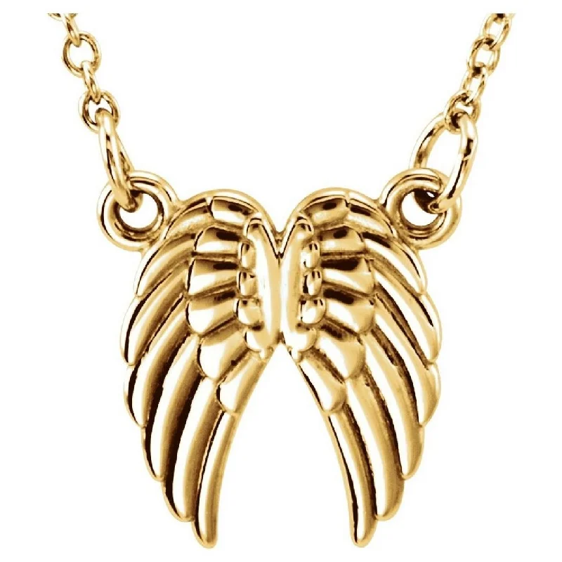 Luxe diamond necklaces-Curata 14k Yellow Gold 16 18 Inch Polished Tiny Posh Religious Guardian Angel Wings Necklace Jewelry Gifts for Women