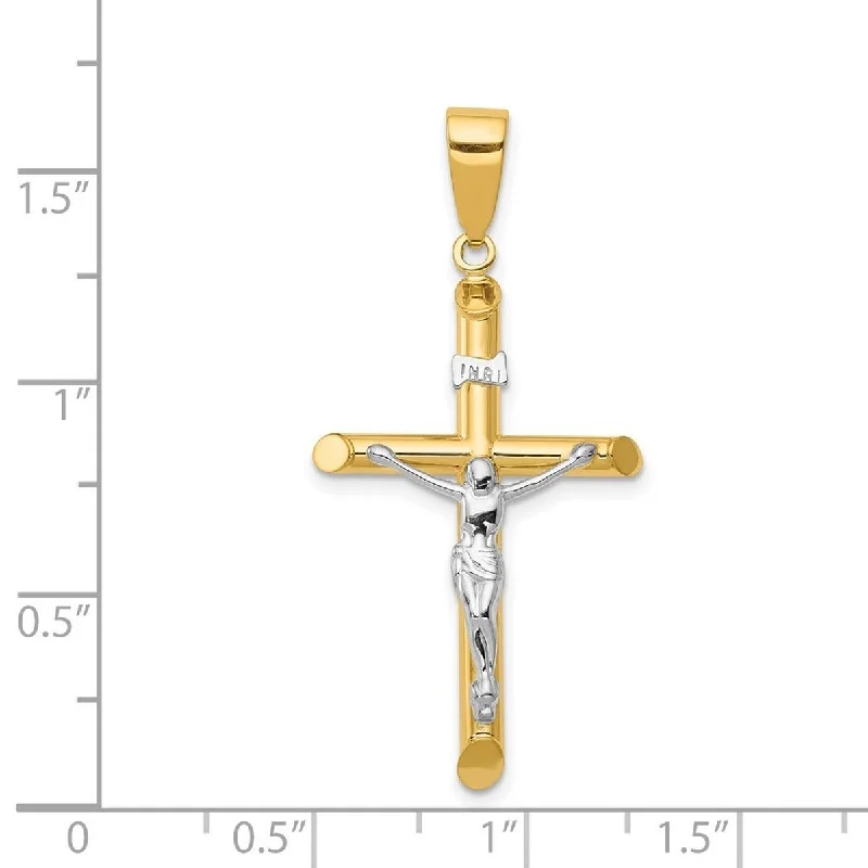 Stellar star necklaces-Curata 14k Two-Tone Gold 18" Hollow Crucifix Pendant Necklace