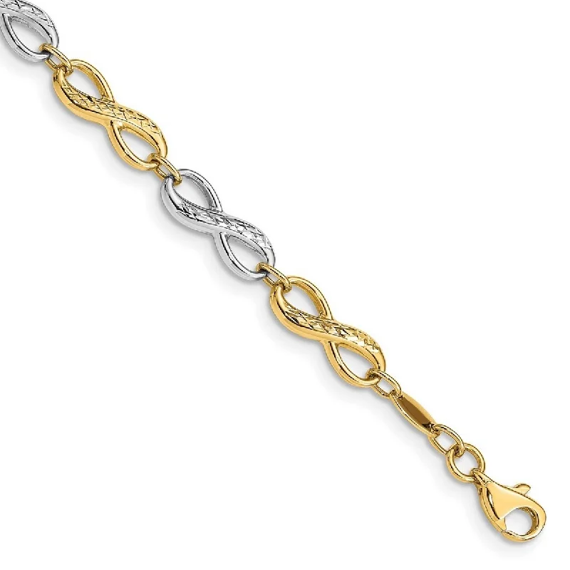 Coiled cord bangles-Curata 14k Two tone Infinity Symbol Bracelet 7.5 Inch