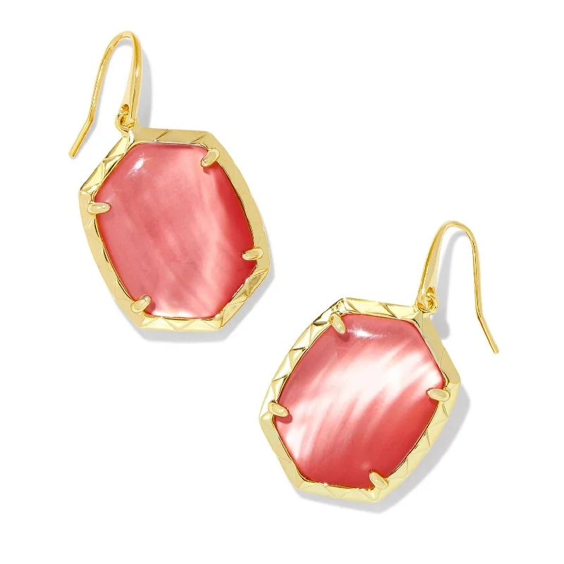 Sleek stud earrings-Kendra Scott | Daphne Gold Drop Earrings in Coral Pink Mother of Pearl