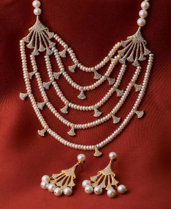 Nine-strand necklaces-Gorgeous Real Pearl Necklace Set