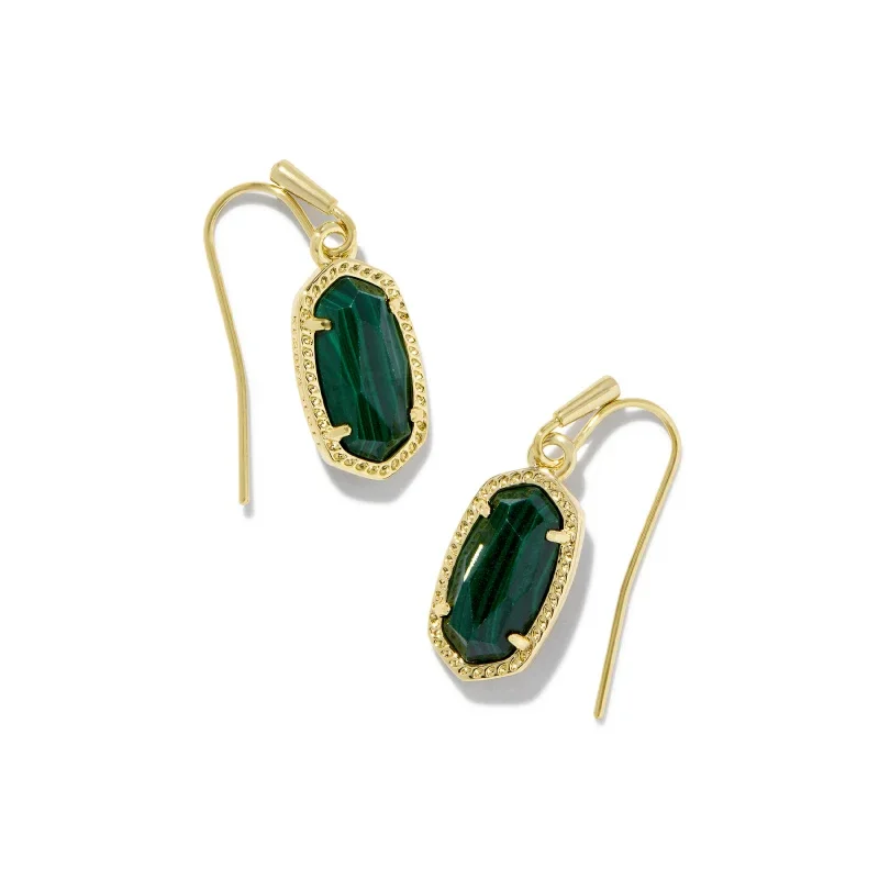 Soft drop earrings-Kendra Scott | Lee Gold Earrings in Green Malachite